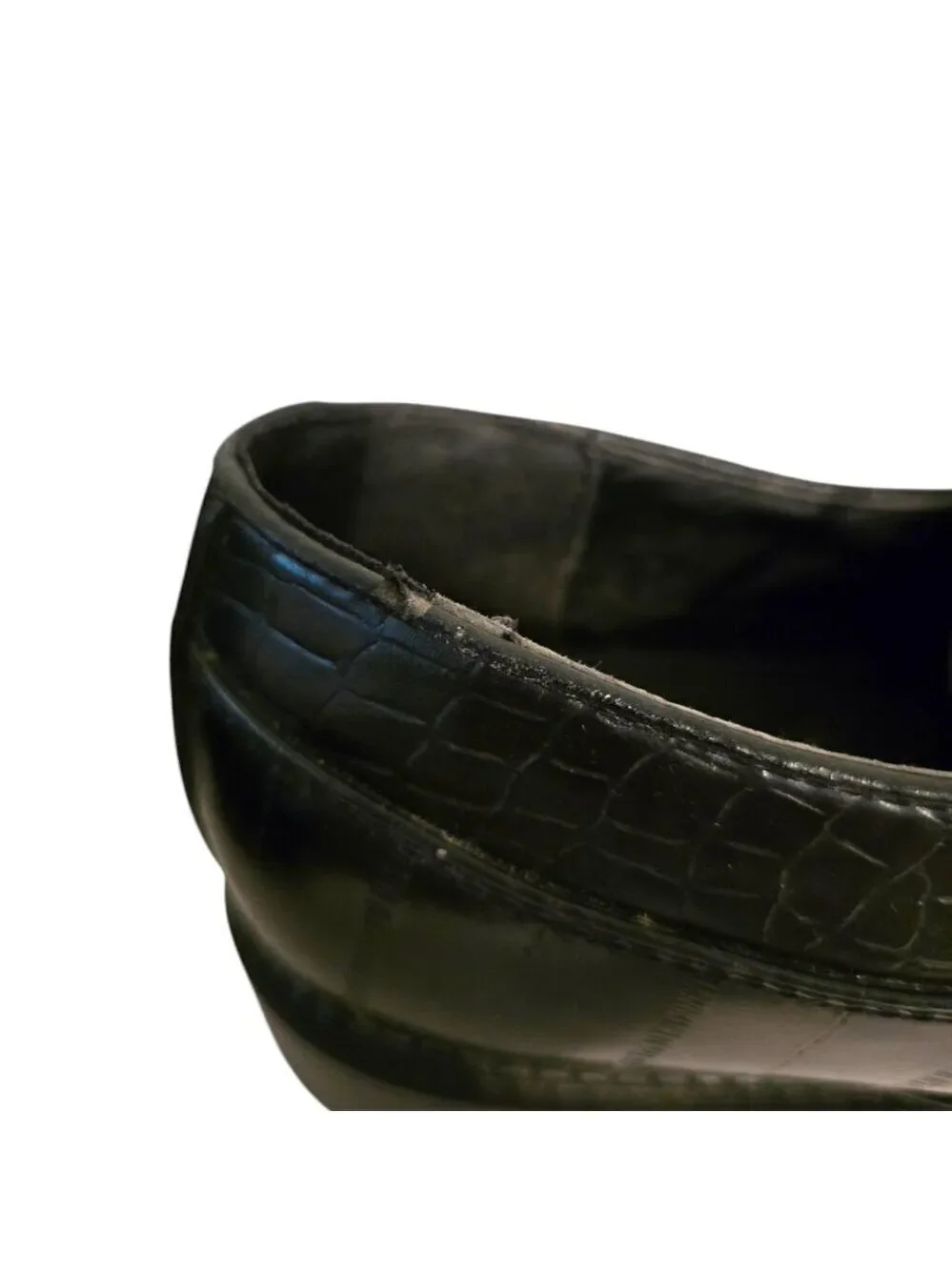 David Stone Vintage Black Croc Embossed Square Toe Lace Up Dress Shoe Sz 8.5D